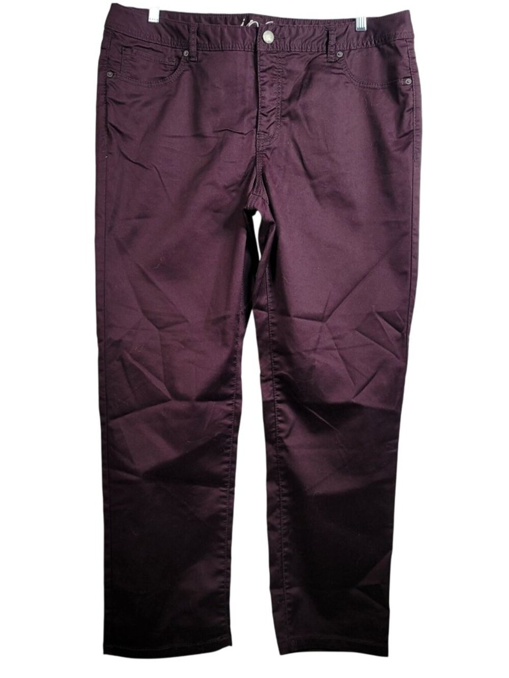 INC International Concepts Women Pants Purple 18W Straight Slim Tech Zip Flat